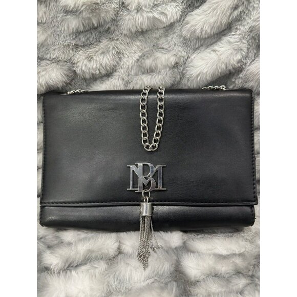 BADGLEY MISCHKA Black Vegan Leather Letter Bag With Tassel - Picture 9 of 10